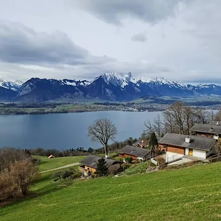 シャレー With Panoramic Views Of The Mountains Of The Oberland And Thun