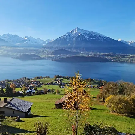 With View Of The Mountains And The Thun Шале Зигрисвиль