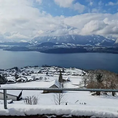With View Of The Mountains And The Thun